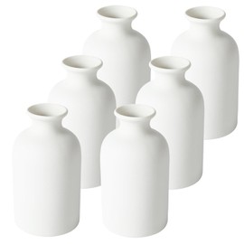YANLING 6 jarrones de cerámica blancos para decoración del hogar, jarrones de cerámica blanca de 5.6 pulgadas para centros de mesa pequeños jarrones bohemios, jarrones de zacate de Pampa para