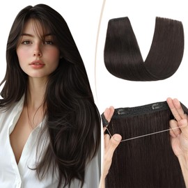 Benehair #1B Natural Black Clip in Hair Extension on Wire 100% Remy Real Human Invisible Secret Wire Hair Extensions Straight 18 Inches (65g)