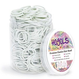 Small Rubber Bands for Hair Ties Elastics Mini Braids Ponytail Holders for Girl Thick Hair No Damage by HOYOLS (S (Pack of 1000), White)