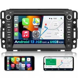 [2G+64G] Car Stereo Compatible with Chevy Silverado Tahoe/GMC Sierra Yukon/Buick,Android 13 Touch Screen Radio with Wireless Carplay Andriod Auto Bluetooth GPS Navigation