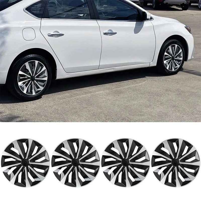 TSUINZ 4 Black Snap-On Wheel Covers for 16" Tires &