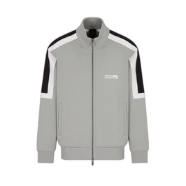 Armani Exchange Men's Standard Colorblock Detail Full Zip Sweatshirt, Neutral Gray, X-Large
