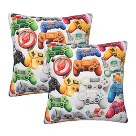 Yopiiefa Gamer Room Decor Throw Pillow Covers 18x18 Set of 2 Game Controller Decorative Pillow Covers Gamer Farmhouse Pillowcases for Sofa Couch Bed Home Decor
