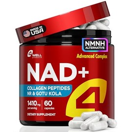 Suplemento NAD Plus de 1400 mg - Suplemento alternativo NMNH apoya el complejo de envejecimiento saludable con ribósido de nicotinamida y Gotu Kola, c