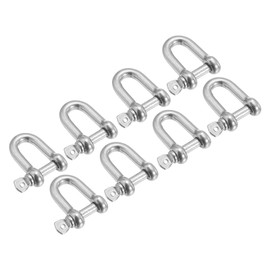 PATIKIL 5/32" / 4mm Screw Pin Shackle, 8Pcs M4 Stainless Steel D Ring Shaped Screw Shackles for Heavy Lifting Chains Outdoor Camping, Silver Tone