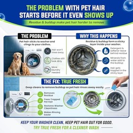Washing Machine Cleaner Tablets 25 Pack – Rinses Away Pet Hair Trapped by Residue & Buildup, Compatible with Front Load, Top Load & HE Washers, Reaches Drum, Seal, Hoses & Pipes for Deep cleaning
