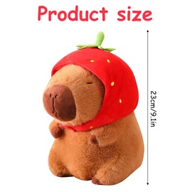Hojalis Capybara Plush Toy, 23 cm, Cute Capybara Cuddly Toy, with Strawberry, Capybara Plush Cushion Toy, Strawberry Capybara Stuffed Toy, Birthday Gift for Children, Boys, Girls