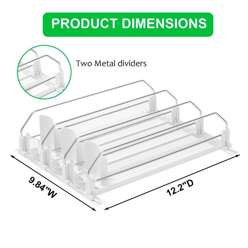 Rula Drink Organizer for Fridge, Self-Pushing Soda Can Dispenser for