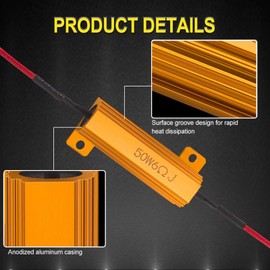 LED Turn Signal Anti-Hifra Resistor 12V 50w 6Ohm Set of 4 Modify Load Resistor Canceller Resistor Hifra Prevention Hifra Resistor Warning Lamp Canceller, 12V 50W 6Ω