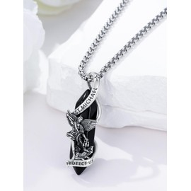 Lypic St Michael Necklace for Men 925 Sterling Silver Archangel Michael Pendant Saint Michael Pendant Amulet Protection Catholic Jewelry