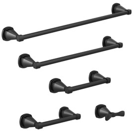 DELTA FAUCET Rubber Limited 77608-BL Stryke 8-in Wall Mount Hand Towel Bar Bath Hardware Accessory in Matte Black