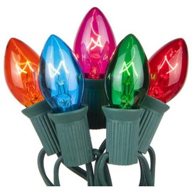 Romasaty Christmas Lights(25FT) 5 Multi-Color Outdoor&Indoor Light for Holiday Party Wedding,25 Clear C7 Light(Plus 2 Extra Bulbs)