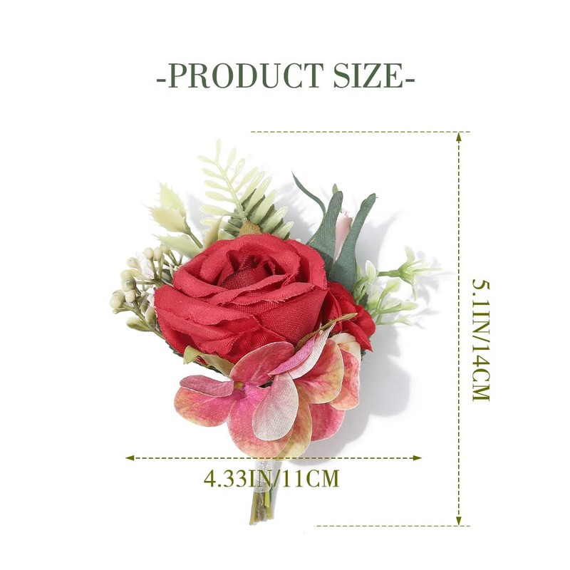 Latious Wedding Flower Boutonniere Red Groom Rose Buttonholes Men's Boutineer