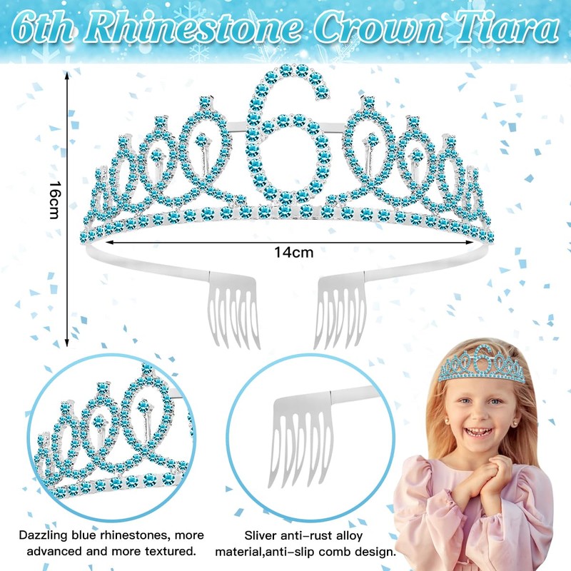 6th Birthday Decorations - Sash, Tiara, Crown & Balloons for