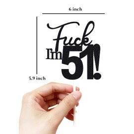 51 adornos para tartas, 51 adornos para tartas de cumpleaños, purpurina negra, divertida decoración para tartas 51 para hombres, 51 decoraciones para tartas para mujeres, decoraciones de cumpleaños 51, decoración para tartas de cumpleaños 51, cincuenta y