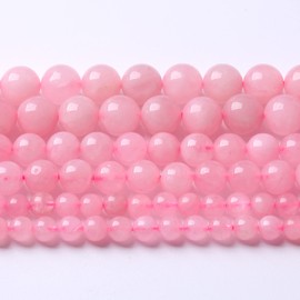 Cuentas de cuarzo rosa natural de 8 mm Cuentas de cristal de energía rosas redondas sueltas para hacer joyas Pulseras DIY 38 cm 45 piezas