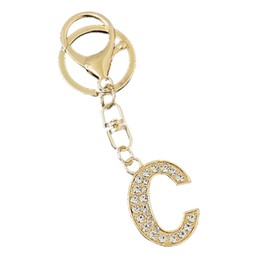 [Rigral] Initial Key Chain Bag Charm Alphabet Key Ring Carabiner Glitter, c