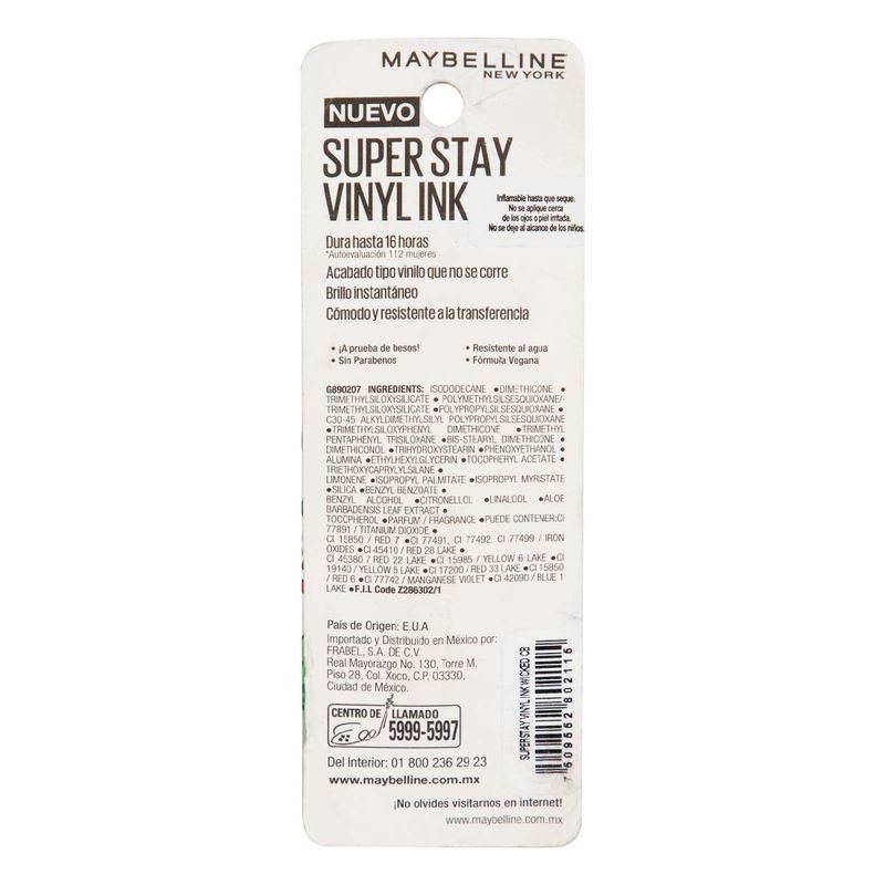 Labial Maybelline Super Stay Rojo Int