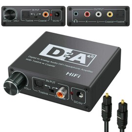 Lrocaoai 192KHz Digital Optical Coaxial Toslink to Analog RCA 3.5mm Audio HiFi Converter with Spdif, 317940