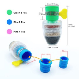 HLIWS Multi-layer Fine Faucet Filter-4 PCS Mini Water Filter Tap,Anti-Spill Water Saving Water Filter,for Kitchen Home Bathroom(2 blue,1 pink,1 green)