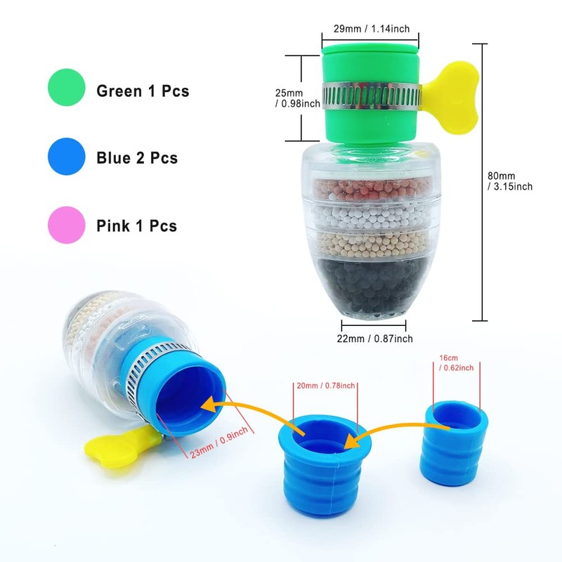 HLIWS Multi-layer Fine Faucet Filter-4 PCS Mini Water Filter Tap,Anti-Spill