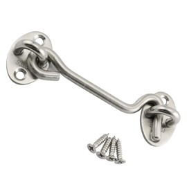 RLECS 2pcs Hook Eye Latch Lock 304 Stainless Steel Security Home Hardware Accessories Wind Brace Silent Holder Window Safety Stopper Cabin Hook Door Latch 4"