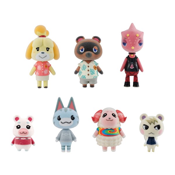 Bandai Shokugan - Animal Crossing: New Horizons Villager Flocked Doll Collection Figure 7pc Gift Set