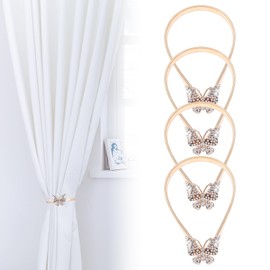 YALiya Pack of 4 Curtain Tiebacks, Curtain Clip Curtain Holder Alloy, Retro Flower Carved Design of Curtain Holders, Suitable Home Decoration Living Room, Office and Bedroom (Butterflies)