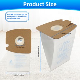 20 Pack Replacement Filtration MM Paper Vacuum Cleaner Bags Compatible with Eureka & Sanitaire Style MM 3670 3680 60295, 60295A, 60295B 60295C, 60296 & 60297A. Replaces Part# 60295C