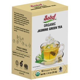 Sadaf Sadaf Organic Jasmine Green Tea - Jasmine Tea Bags - Jasmine Flower Tea - Halal - Kosher - 18 Wrapped Tea Bags