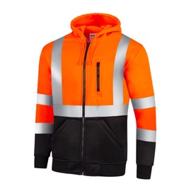 JORESTECH High Visibility Hoodie Full Zipper 100% Polyester ANSI Orange