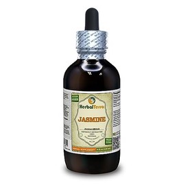 Jasmine (Jasminum Officinale) Tincture, Organic Dried Flowers Liquid Extract (Brand Name: HerbalTerra, Proudly Made in USA) 4 fl.oz (120 ml)
