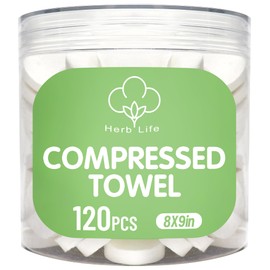 120 Pcs Mini Compressed Towels, Disposable Face Compressed Towel, Compressed Cotton Hand Wipe, Camping Towel, Portable Compressed Coin Tissue for Travel/Home/Outdoor Activities