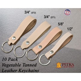 Handmade Natural Leather Key Rings — Perfect for Hand Stamping, Dyeing & Personalizing-Vegetable Tanned Natural Leather Keyrings Blank - Ready to be Customized