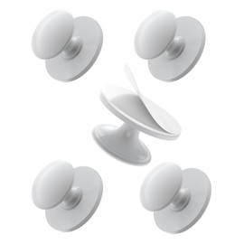 Anobeyi 5 Pack Self Adhesive Cabinet Knobs, No Drilling Self Stick Drawer Knob, Stick-on Kitchen Cabinet Stainless Steel Handle Pull for Window, Wardrobe, Dresser, Cupboard, Closet (5, White)