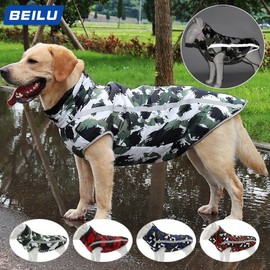 New Autumn/Winter Thick Warm Cotton Padded Pet Jacket for Large Dogs Pet Geometric Red + XL