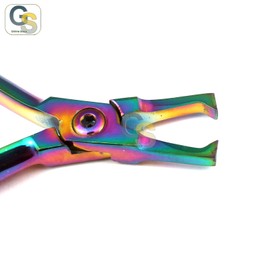 G.S Set of 2 Multi Titanium Color Rainbow Bracket Remover PLIER Straight & Curved Orthodontic Instruments Best Quality