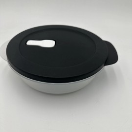 Tupperware CrystalWave  Lunch Microwave Round Dish 4.25 Cup Sheer Black New 2640