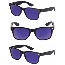 3 Pair of Bifocal Reading Sunglasses for Men and Women - Outdoor Sun Reading Glasses (Open Road Blue, 2.5)