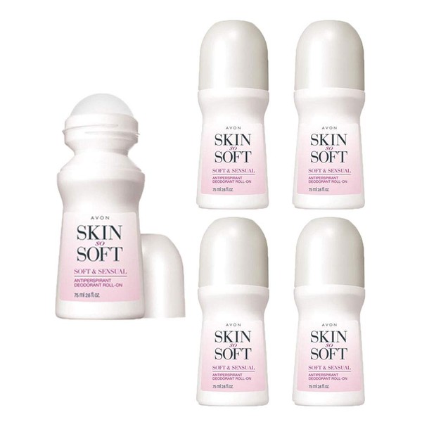 AOHEKANG Avon Skin So Soft, Soft & Sensual Roll-On Antiperspirant Deodorant 2.6oz (4-Pack)
