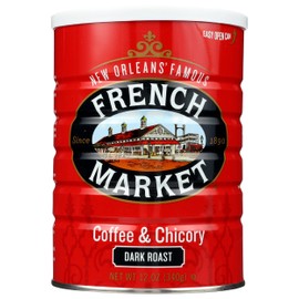 French Market Coffee, Coffee & Chicory, Dark Roast Ground Coffee, 12-Ounce Metal Can