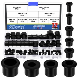 Glarks 72pcs 9 Sizes Rubber Grommets Set Black T-type Hole Grommet Small Top Hat Grommets Waterproof Automotive Firewall Wire Cable Hole Plugs for Desk, Water Pipe, Tubing, Hydroponic, Irrigation