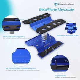 KUBOWAI RC Car Aluminium Repair Workstation, 360° Rotation/Raise/Lowering Work Stand for 1/8 1/10 1/12 Truck Off Road Model Car (Blue)