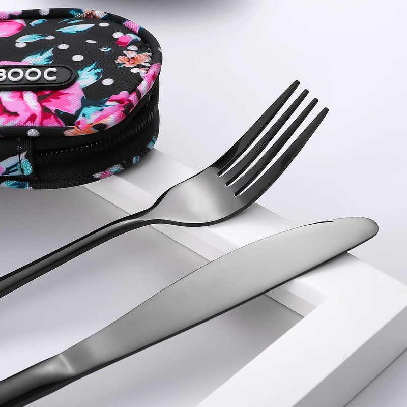 Travel Utensils,Reusable Silverware Set to Go Portable Cutlery Set with