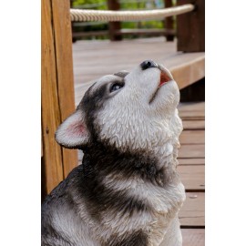 Hi-Line Gift Ltd. Howling Dog Puppy Garden Statue Tabletop Display Labrador Husky Alaskan Basset - Alaskan malamute