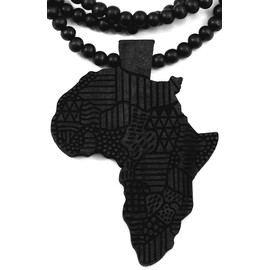 GWOOD Africa Large African Pendant with 36 Inch Necklace Black