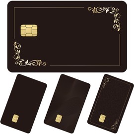 Elegant Black Credit Card Skin - 4 Pcs Cool Black and Gold Debit Skin Stickers Gold Pattern Credit Cover Set for Transportation Key Debit Bus Cards Men Women