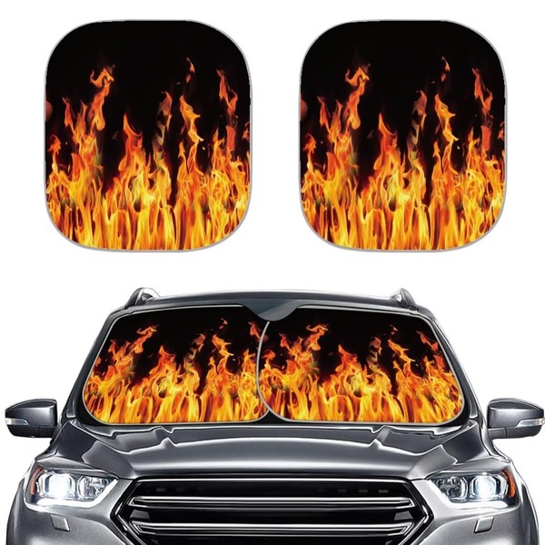 SEANATIVE Fire Windshield Sun Shade, Auto Car Sun Shade for