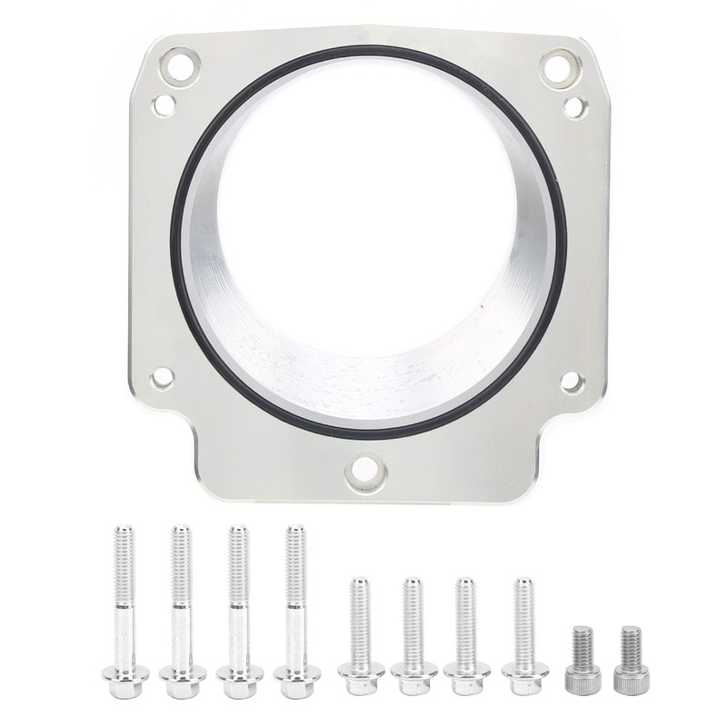 Throttle Body Adapter Plate Natural Finish Aluminum with Mounting Bolts
