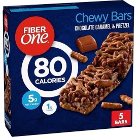 N/A Fiber One 80 Calorie Chewy Bars, Barras de Fibra Chocolate Caramelo Pretzel 5 Ct